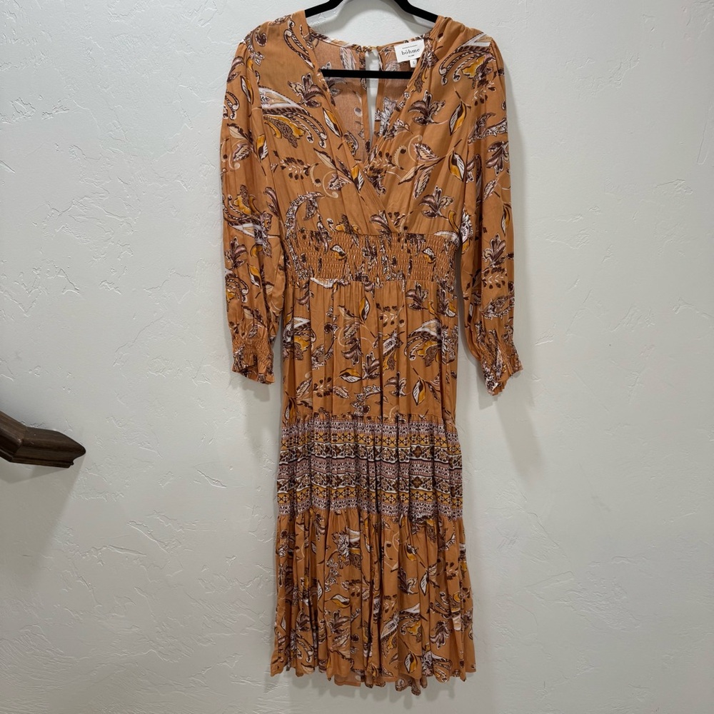 EUC Bohme Midi Dress Feathers Bohemian Women's Small - Picture 4 of 16